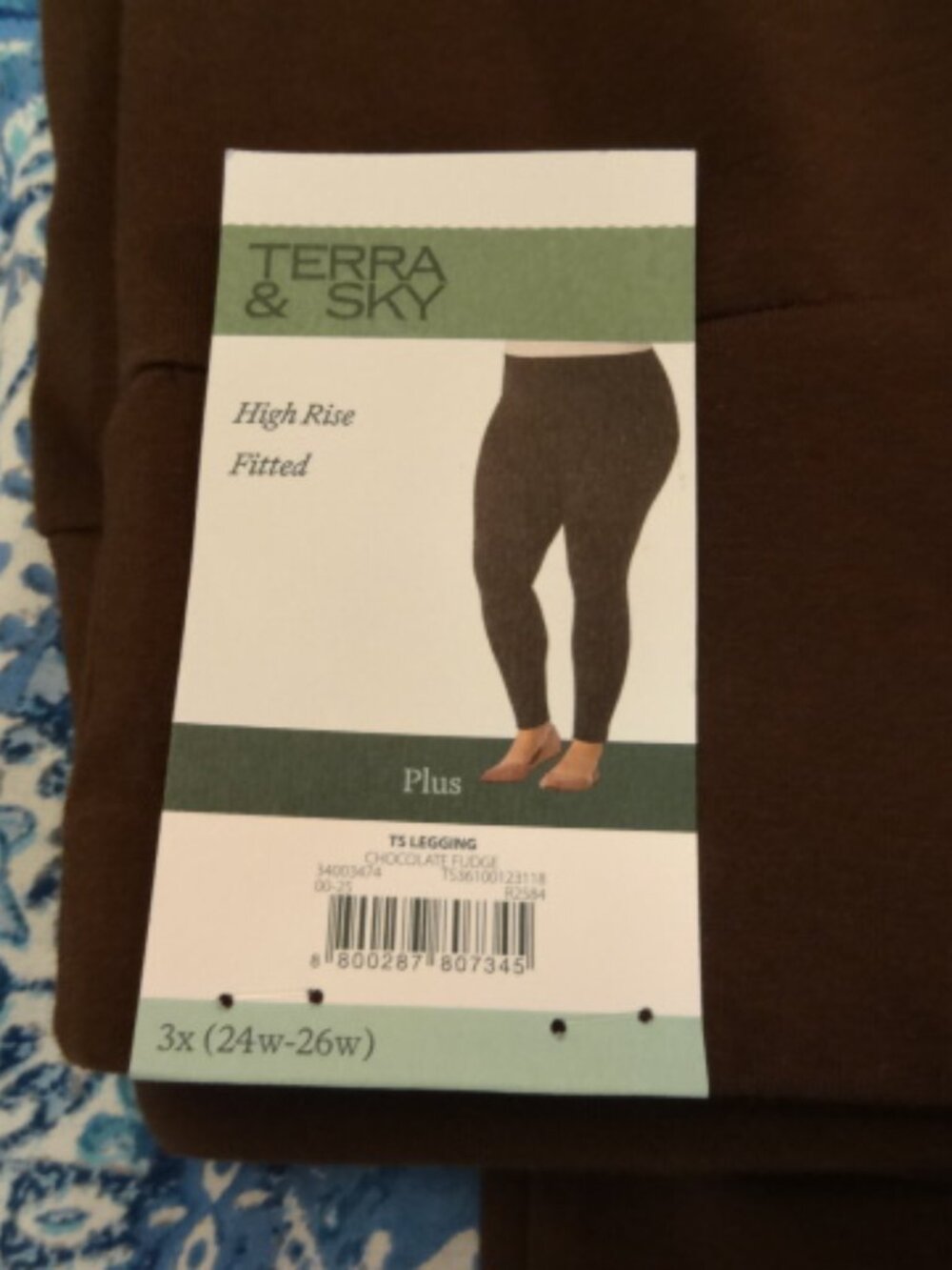 Terra & Sky Brown High Rise Fitted Leggings, NWT - Picture 3 of 6